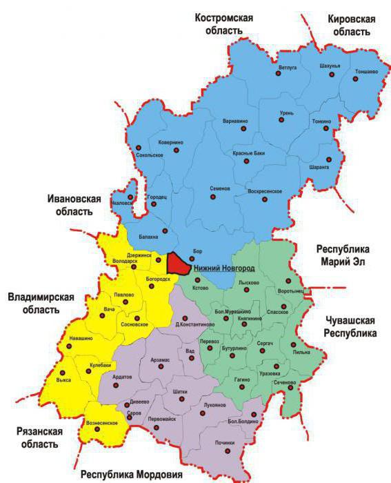 distritos da população da região de Nizhny Novgorod